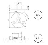 Płytka M6 x 9,5 mm z dużym kołnierzem Ø 37 mm do przykręcania, zestaw z wkrętami - 2