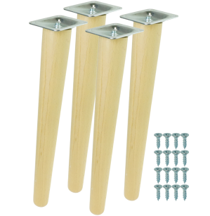4x Noga bukowa skośna UNIQ 45 CM z blachą montażową