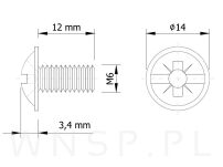 Wkręt M6 X 12 mm, podkładkowy - 3