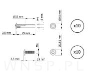 10 x Złącze meblowe śrubowe Ø 5 mm M4 (30 - 40 MM) do szafek, płyt meblowych - 4