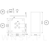 Noga dębowa 10 CM, nóżka drewniana dąb lakier kwadrat, zestaw z blachą i wkrętami - 2