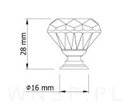 Uchwyt czarny kryształ - diament 30 mm, srebrna podstawa - 6