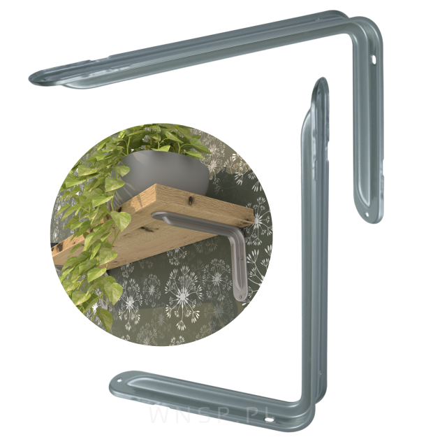Wspornik do półki ściennej 2 sztuki 350 x 230 mm, srebrny