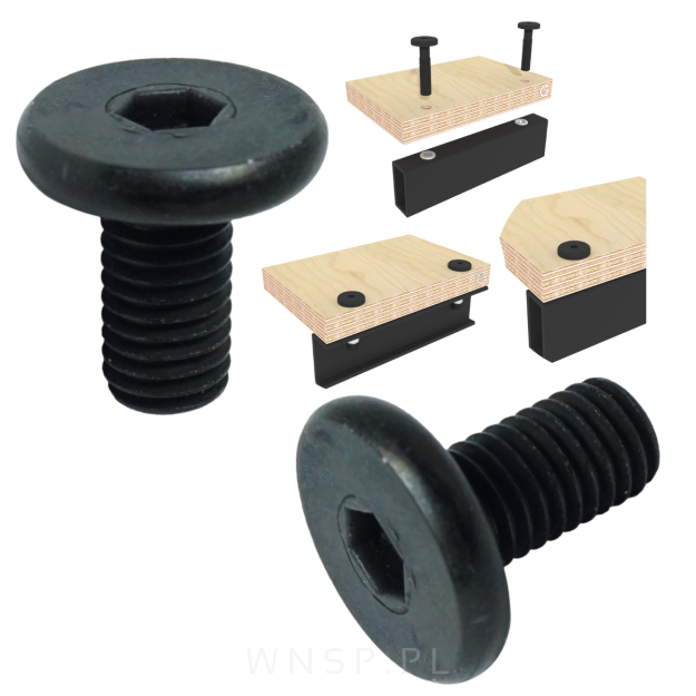 M8 X 15 mm wkręt metryczny z łbem walcowym, ocynk czarny