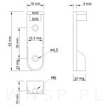 Wspornik drążka do szafy na 2 bolce i 1 otwór, Nikiel - 3