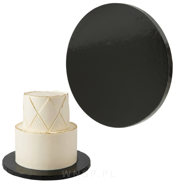 Podkład pod tort Ø 28 cm okrągły, dekoracja na urodziny gruby sztywny czarny