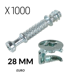 1000 x Złącze meblowe mimośrodowe zaczep EURO 28