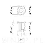 Nitonakrętka M6 x 14 MM, ryflowana, mini stożek - 4