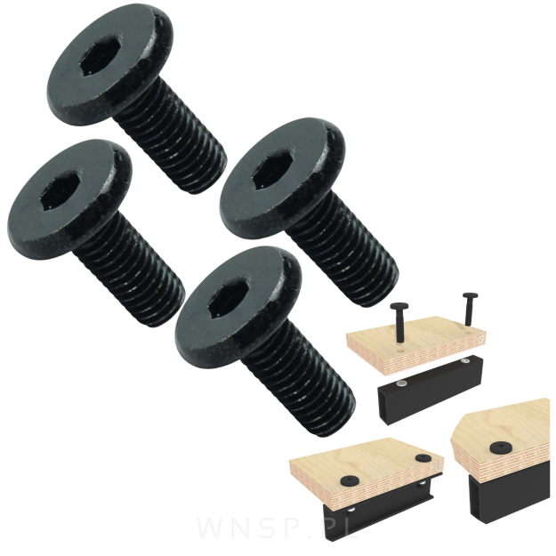 M8 X 20 mm wkręt metryczny z łbem walcowym, ocynk czarny