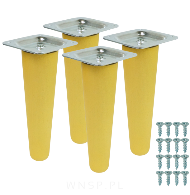 4x Noga bukowa prosta UNIQ 15 CM z blachą montażową