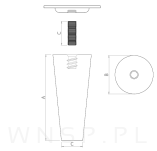 Noga bukowa prosta, stożek 20 cm, biała - 4