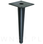 Noga stalowa prosta stożek 18 cm, z blachą montażową, czarna matowa - 2