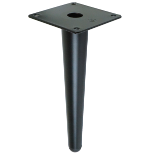 Noga stalowa prosta stożek 18 cm, z blachą montażową, czarna matowa