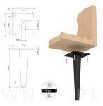 Noga stalowa stożek 13 cm cm, z blachą montażową, czarny nikiel - 2