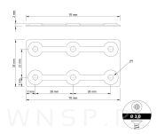 Płytka montażowa 10 sztuk, 6 otworowa - 35 x 70 mm - 2