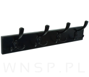 Wieszak ścienny na ubrania, z 4 haczykami, czarny - 3