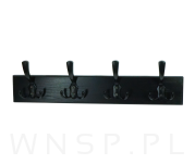 Wieszak ścienny na ubrania, z 4 haczykami, czarny - 4