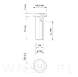M4 X 15 mm, nakrętka Ericson płaska, stal nierdzewna - 3