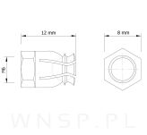 Mufa mosiężna M6 X 12 z kulką rozporową i kołnierzem - 3