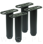 4x Noga stalowa regulowana 15 - 25 cm z blachą montażową, czarna - 4