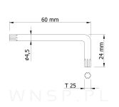 Klucz typ L, torx T25 stalowy z zabezpieczeniem, hartowany, opakowanie 100 szt. - 2