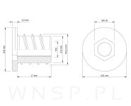 Mufa z gwintem lewostronnym, M8 - 3