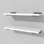 Zestaw 2 półek ściennych białych 400 x 200 x 18 mm, ze wspornikami montażowymi - 4