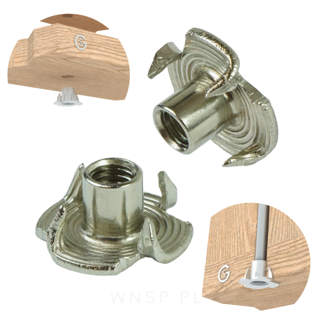 Nakrętka pazurkowa wbijana M5 X 8 mm kłowa 50 sztuk, wbijana do drewna