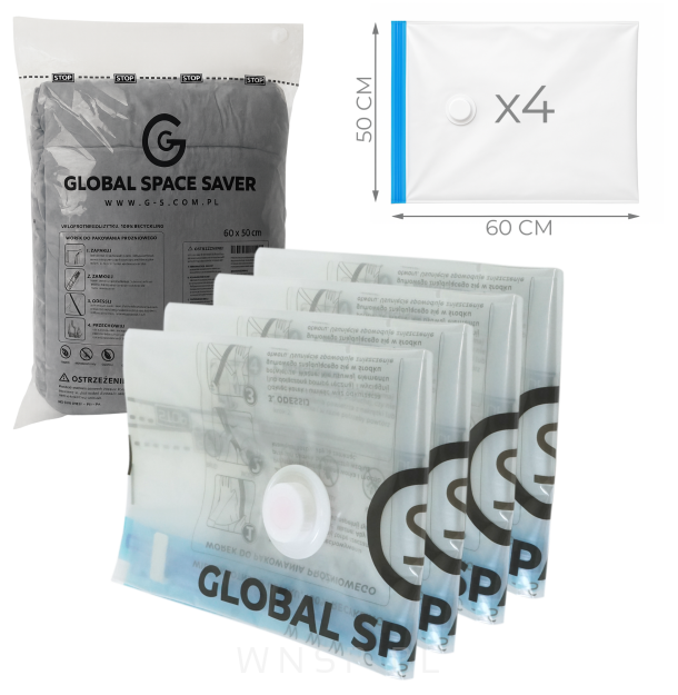 WORKI PRÓŻNIOWE 60 x 50 CM ZESTAW 4 SZTUK, NA UBRANIA, PLUSZAKI DO SZAFY, GARAŻU, PIWNICY, NA STRYCH MOCNE GRUBE