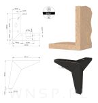 Noga meblowa Gwiazda 13,5 cm, czarny mat - 2