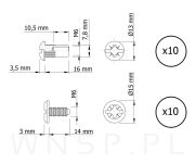 10 x Złącze meblowe śrubowe Ø 8 mm M6 (20 - 25 MM) do szafek, płyt meblowych - 4