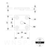 Płytka mocująca 37 x 37 mm gwint M8 blacha do nóżek meblowych, mocowanie - 2