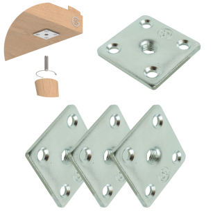 Płytka mocująca 37 x 37 mm gwint M8 blacha do nóżek meblowych, mocowanie