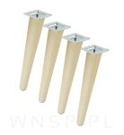 Noga bukowa skośna, stożek 35 cm lakier bezbarwny z blachą montażową - 9