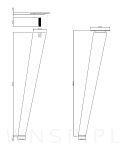 Noga bukowa skośna, stożek 35 cm lakier bezbarwny z blachą montażową - 2