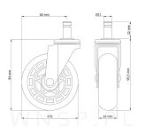 Kółko obrotowe Ø 75 mm, gumowane czarne z bolcem Ø 11 x 22 mm - 2