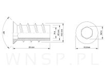 M6 X 20 mm - Mufa wkręcana do drewna - 3