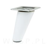 Noga meblowa bukowa skośna, 10 cm biała z blachą montażową - 4