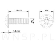 Wkręt M6 X 20 mm, podkładkowy - 3