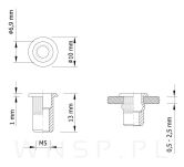 Nitonakrętka M5 x 13 MM, ryflowana z kołnierzem - 2