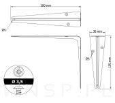 20x Wsporników do półki ściennej 200 x 150 mm, w kolorze czarnym - 2