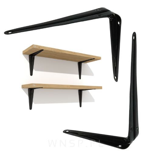 20x Wsporników do półki ściennej 200 x 150 mm, w kolorze czarnym