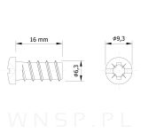 6,3 X 16 mm eurowkręt z łbem walcowym - 2