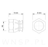 Mufa M6 x 9 mm mosiężna bez kulki rozporowej, wpustka meblowa do drewna - 3