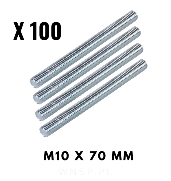 M10 X 70 mm szpilka metryczna, trzpień gwintowany