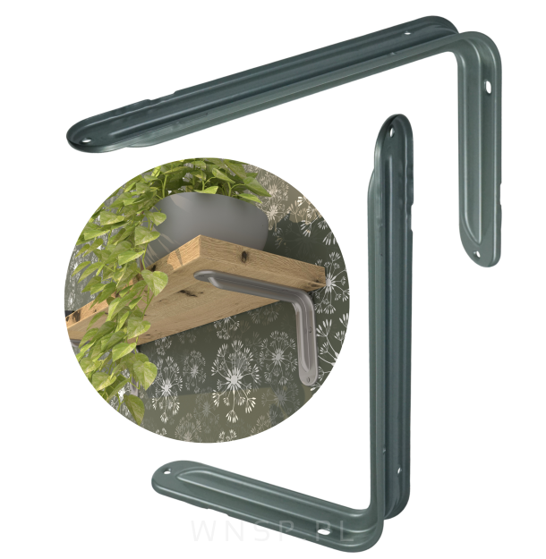 Wspornik do półki ściennej 2 sztuki 260 x 170 mm, srebrny