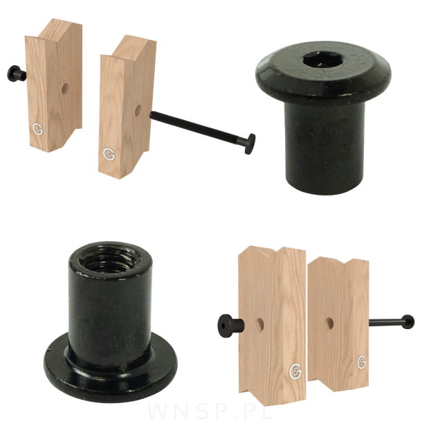 Nakrętka Ericsona M6 x 12, tulejka meblowa 10 sztuk do połączeń, łeb płaski, czarna