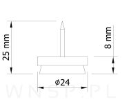24 mm ślizgacz z gwoździem i filcem czarnym - 3