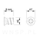 6,0 X 8 mm eurowkręt z łbem stożkowym - 2
