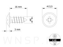 Zestaw wkrętów montażowych 6,0 x 16 mm, ocynk czarny - 2